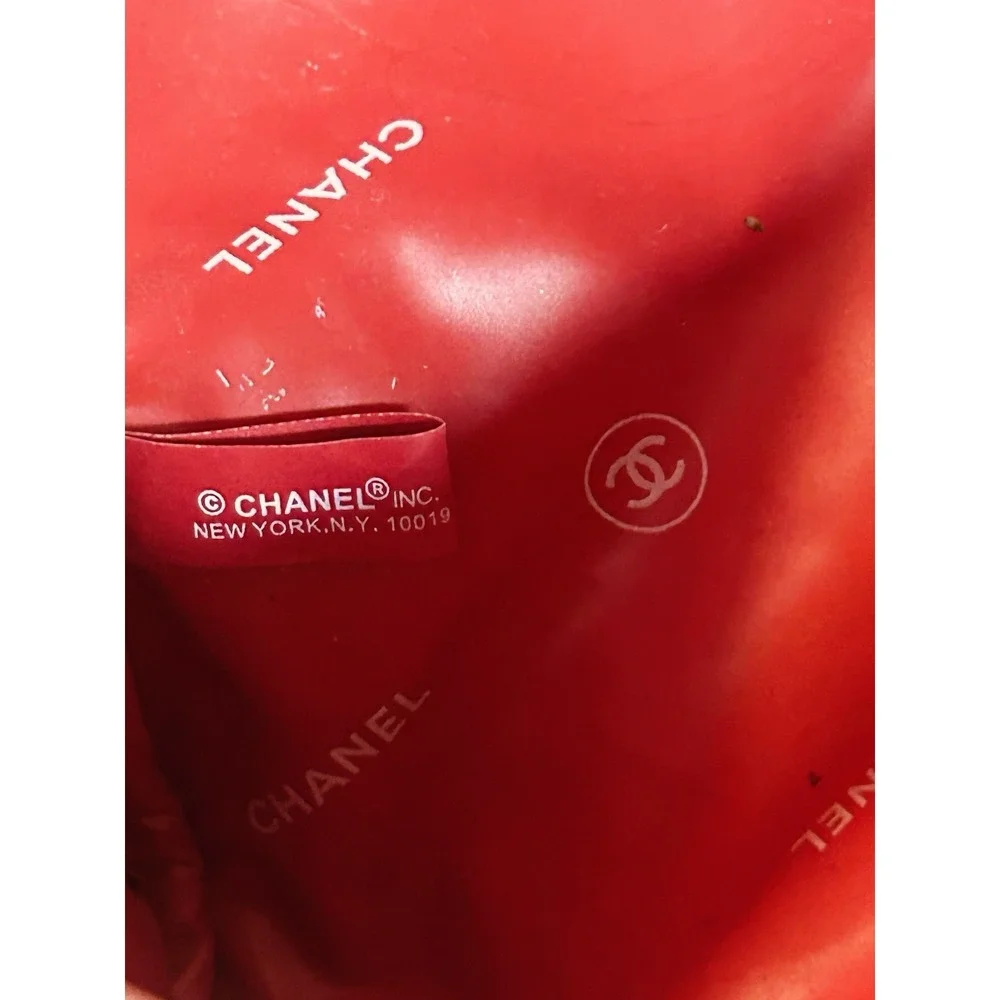 CHANEL Beauty Cosmetic Makeup Bag Pouch Clutch (RED and White) 10